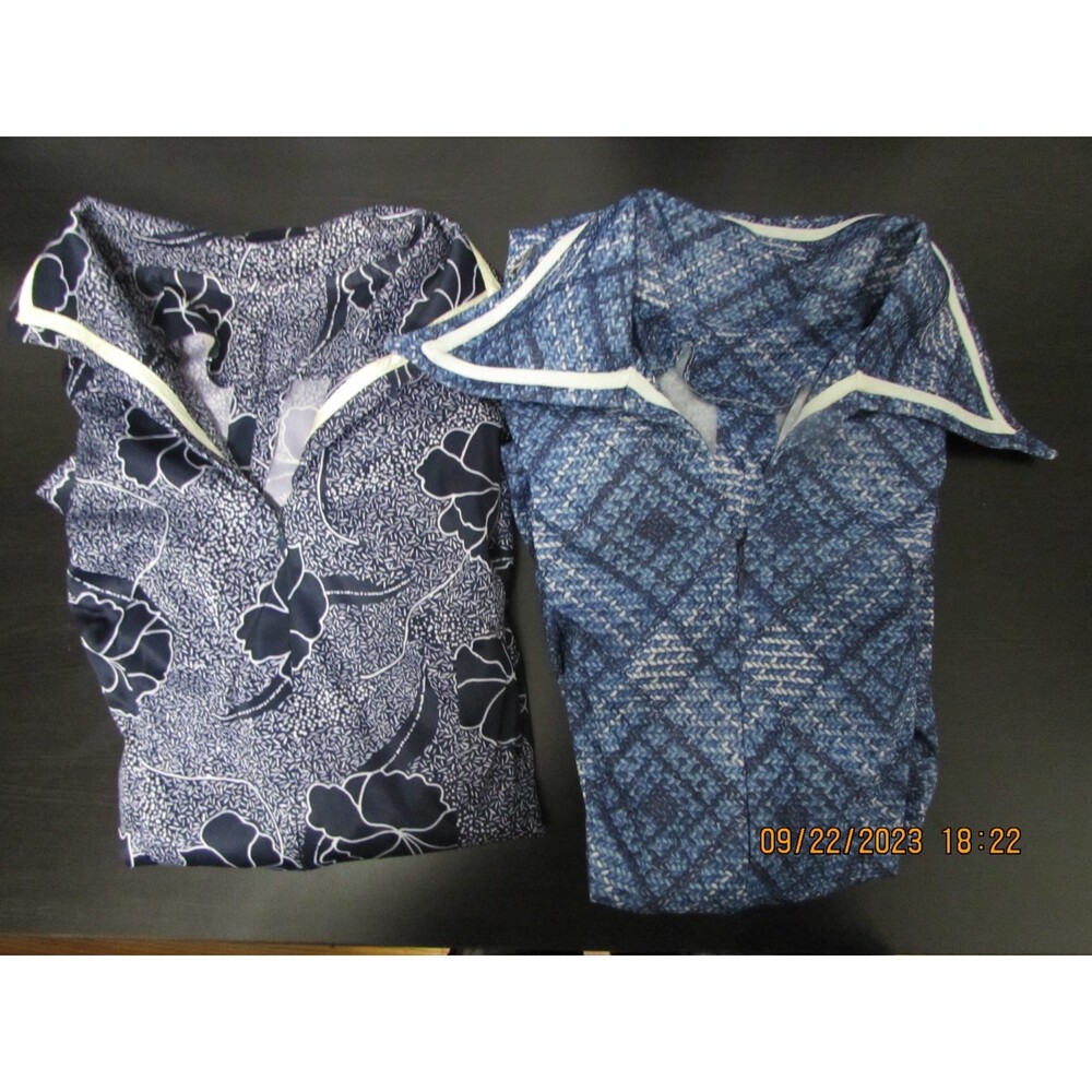 Vintage skating 2 dresses collar floral print short  blue small 70's  roller ice